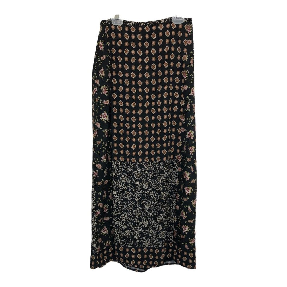 Laura Ashley Silk Midi Wrap Skirt Lined Geometric Floral Motif Size 4